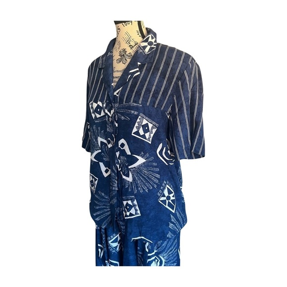 Vintage 1992 Matching Set by Conrad C. – Indigo Shirt + Shorts | Canada | Rayon - Picture 3 of 11